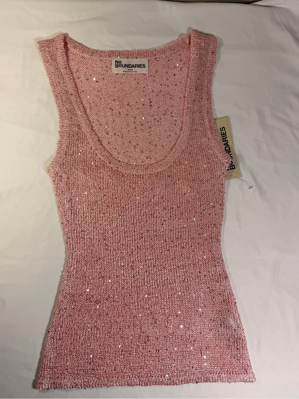 No Boundaries Pink Sparkle Knit Tank